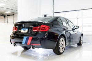 BMW 3 Series Performance Exhaust - Rear - AWE Tuning - Touring Edition Axle-Back, Diamond Black Tips (102mm), 180 Technology - Diamond Black - `16-`18